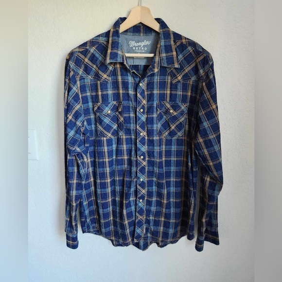 Wrangler Men’s Blue Retro Long Sleeve Button Down Size XL - Picture 1 of 10